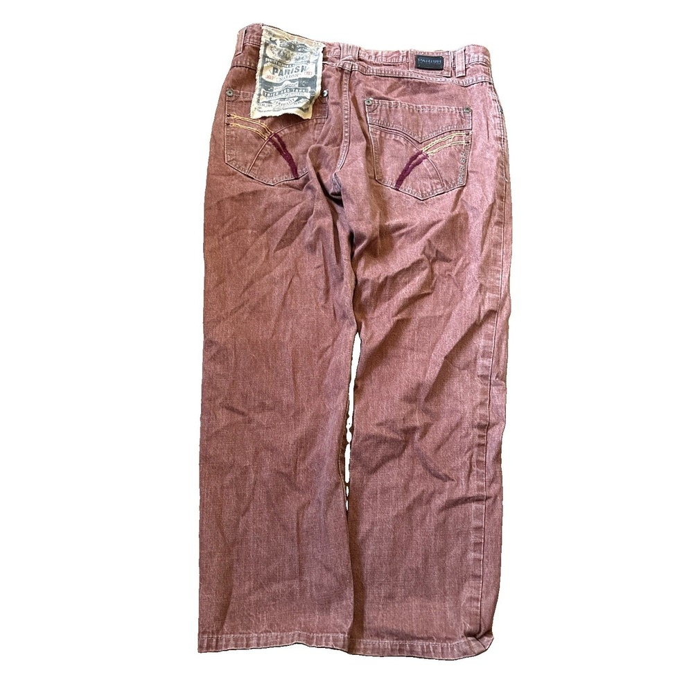 Vintage Parish Jeans Mens 40x30 Brown Denim Baggy Contrast Stitch Streetwear Y2K